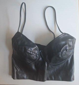 Top Negro Cuero Tirantes