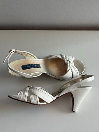 Sandalias vintage piel Mario Bologna blanco 36