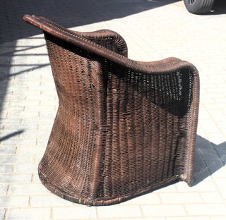2 Sillones de Mimbre Marrón con Cojines