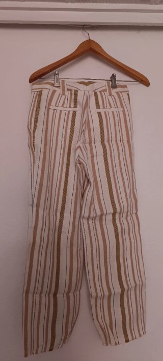 Pantalones Via Masini 80 Rayas Beige Marrón