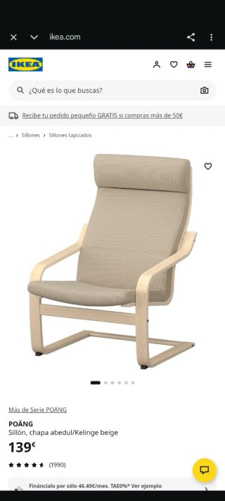 Sillón IKEA POÄNG beige madera