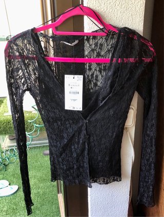 Rebajada Zara Chaqueta Encaje Negra Talla S
