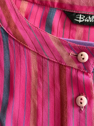 Blusa vintage a rayas fucsia de Barth