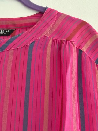 Blusa vintage a rayas fucsia de Barth