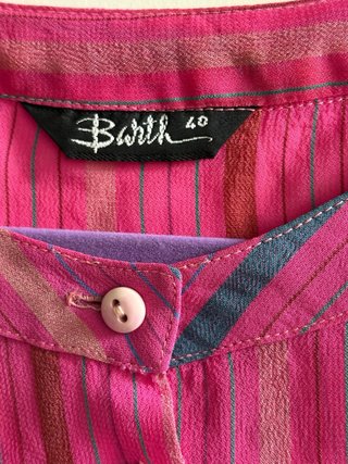 Blusa vintage a rayas fucsia de Barth
