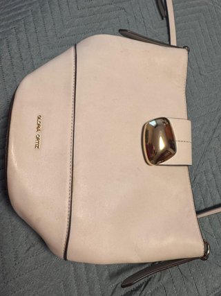 Bolso Gloria Ortiz blanco y dorado, como nuevo