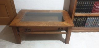 Mesa de centro madera mexicana con cristal
