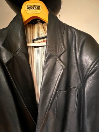 Giacca Blazer Vera Pelle Nera Vintage Unisex