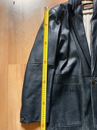 Giacca Blazer Vera Pelle Nera Vintage Unisex