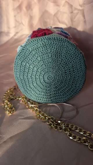 Borsa uncinetto floreale multicolore