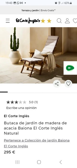 Butaca/Tumbona Baiona Jardín/terraza  El Corte Ing