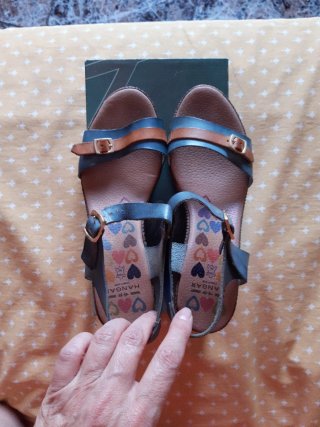 Sandalias plataforma mujer azul y marrón
