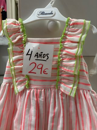 Vestido rayas rosa y verde 4 años