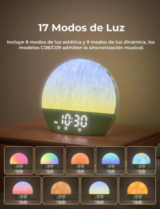 LIORQUE Despertador Amanecer Luz Natural Verde