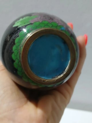 Vaso Cinese Cloisonné Nero Floreale