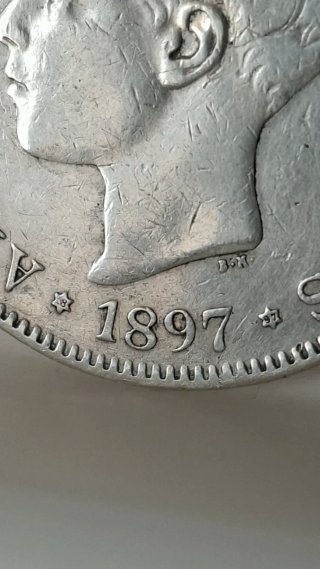 Moneda Plata 5 Pesetas Alfonso XIII - 1897