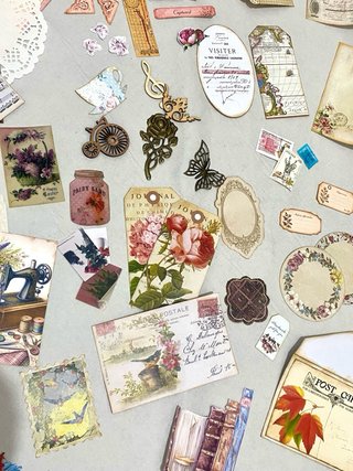 Lote de Material Scrapbooking Vintage (+130 pcs)