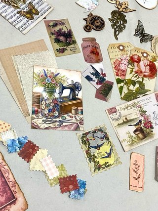 Lote de Material Scrapbooking Vintage (+130 pcs)