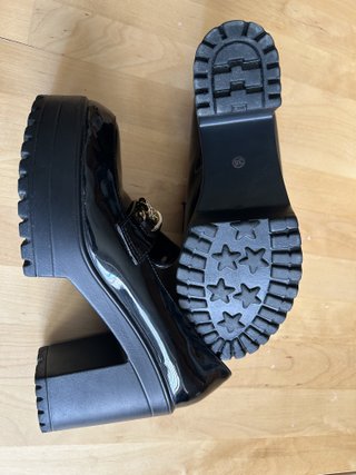 Mocasines charol negros tacón plataforma
