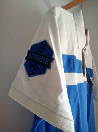 Polo de hombre manga corta azul y blanco