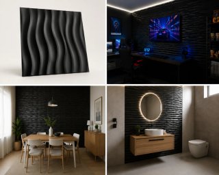 Paneles 3D Negro 30x30