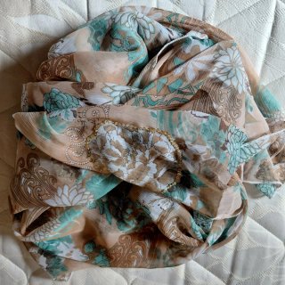 Stola/pareo fantasia beige con paillettes