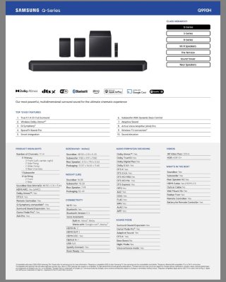 Barra Sonido Samsung Q990H + Subwoofer + Altavoces