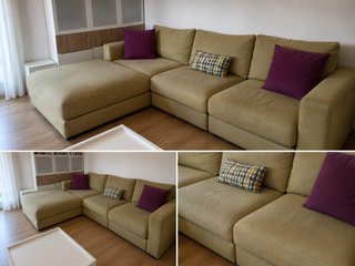 Sofá chaise longue modular 4 plazas tela