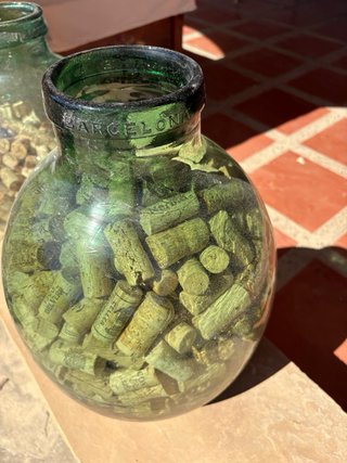 2 Botes cristal verde con corchos