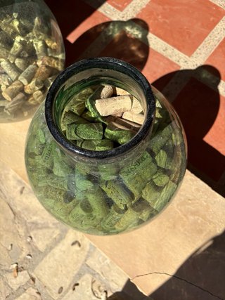 2 Botes cristal verde con corchos