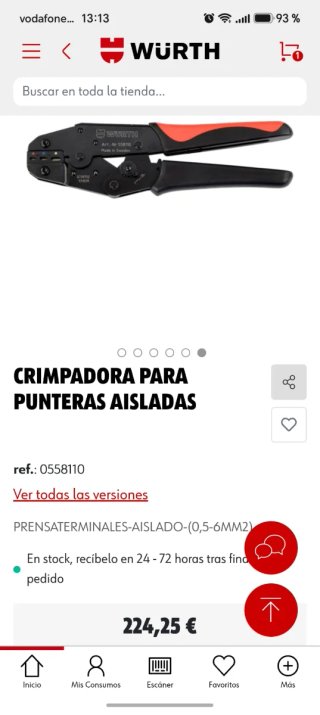 Herramienta de crimpado Wurth