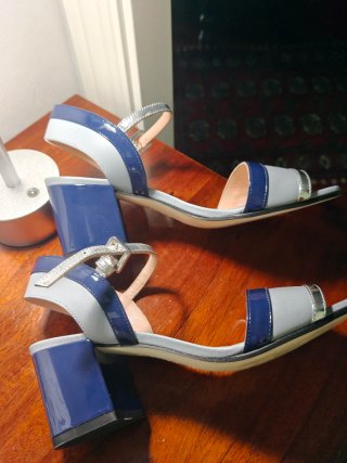 Sandalias Pollini Mujer Azul y Gris