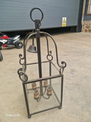 Farol de forja y cristal antiguo