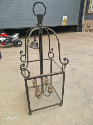 Farol de forja y cristal antiguo