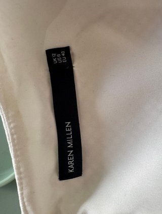 Vestido Karen Millen blanco pedrería T40