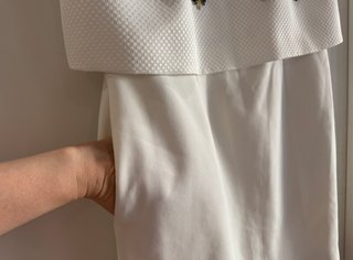 Vestido Karen Millen blanco pedrería T40