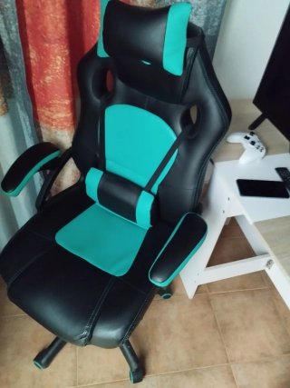 Silla Gamer Negra y Turquesa