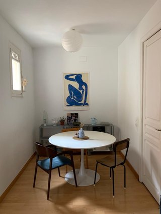 Mesa redonda IKEA blanca y madera Recoger