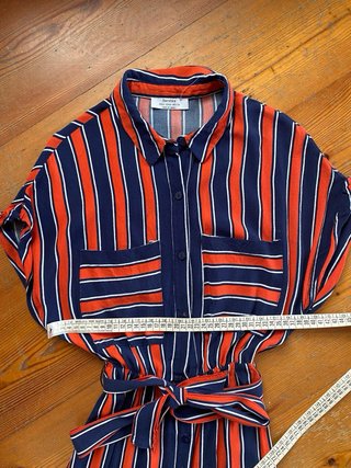 Vestito chemisier righe rosso/blu.Filo tirato