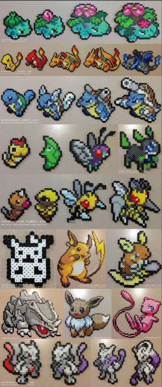 Pokémon Starters y Cadenas evolutivas hama beads