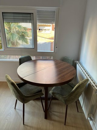 Mesa redonda extensible madera para 4-8 personas