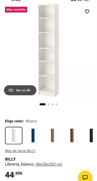 Librería Billy Blanca 40x28x202 cm NUEVO