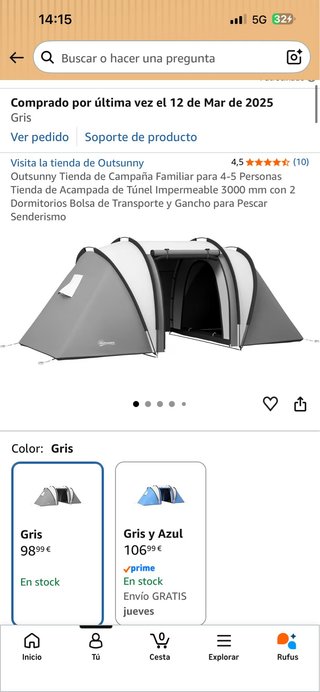 Tienda de campaña 4-5 personas, 2 dormitorios