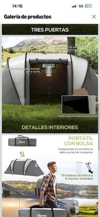 Tienda de campaña 4-5 personas, 2 dormitorios