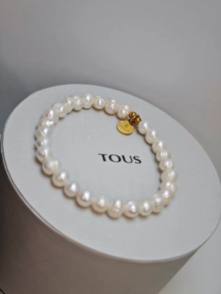 Pulsera Tous Perlas Naturales Corazón Dorado