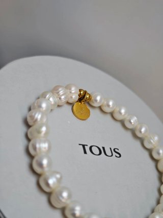 Pulsera Tous Perlas Naturales Corazón Dorado