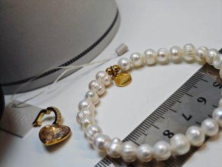 Pulsera Tous Perlas Naturales Corazón Dorado