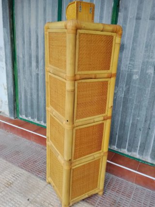Estantería esquinera de bambú + porta rollos wc