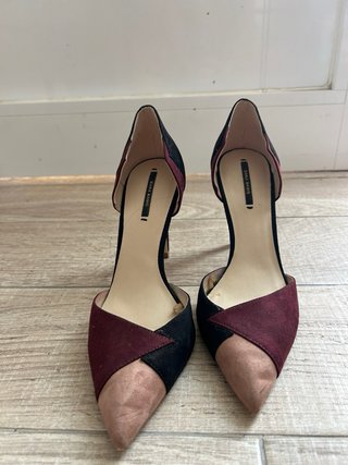 Zapatos Zara Talla 38 Tacón Diseño Color Block