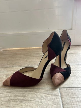 Zapatos Zara Talla 38 Tacón Diseño Color Block